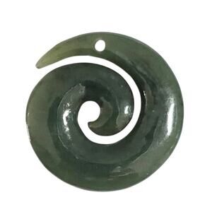 Maori Pounamu Koru Pendant: Nephrite Jade New Beginnings Spiral